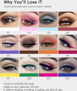 HANDAIYAN® | Liquid Eyeliner | Set Van 12 Kleuren | Gekleurde Eyeliner Set | Make Up | Waterproof | Langhoudend 7 HANDAIYAN® | Liquid Eyeliner | Set Van 12 Kleuren | Gekleurde Eyeliner Set | Make Up | Waterproof | Langhoudend -Cosmeticawinkel 1021x1200