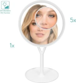 Navaris Make-up Spiegel Met Verlichting - Inclusief Kleinere Handspiegel Met 5x Vergroting - LED-verlichting Met Dim-functie - Wit -Cosmeticawinkel 1099x1200 4