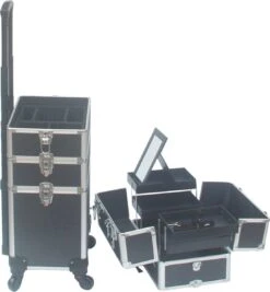 VDD Aluminium Visagie Kappers Koffer Trolley - Make-up Schmink Nagel Koffer Trolley - Zwart -Cosmeticawinkel 1112x1200 5