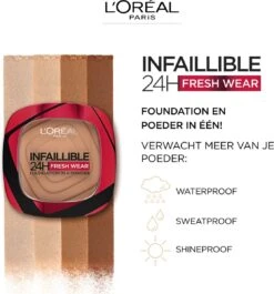 L’Oréal Paris Infallible 24H Fresh Wear Foundation In A Powder - 330 Hazelnut -Cosmeticawinkel 1118x1200