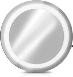 Navaris LED Make-up Spiegel - Vergrotende Cosmeticaspiegel - 360° Draaibaar - 5x Vergroting - Met Zuignap - Badkamerspiegel - Reisspiegel - Zilver -Cosmeticawinkel 1129x1200 4