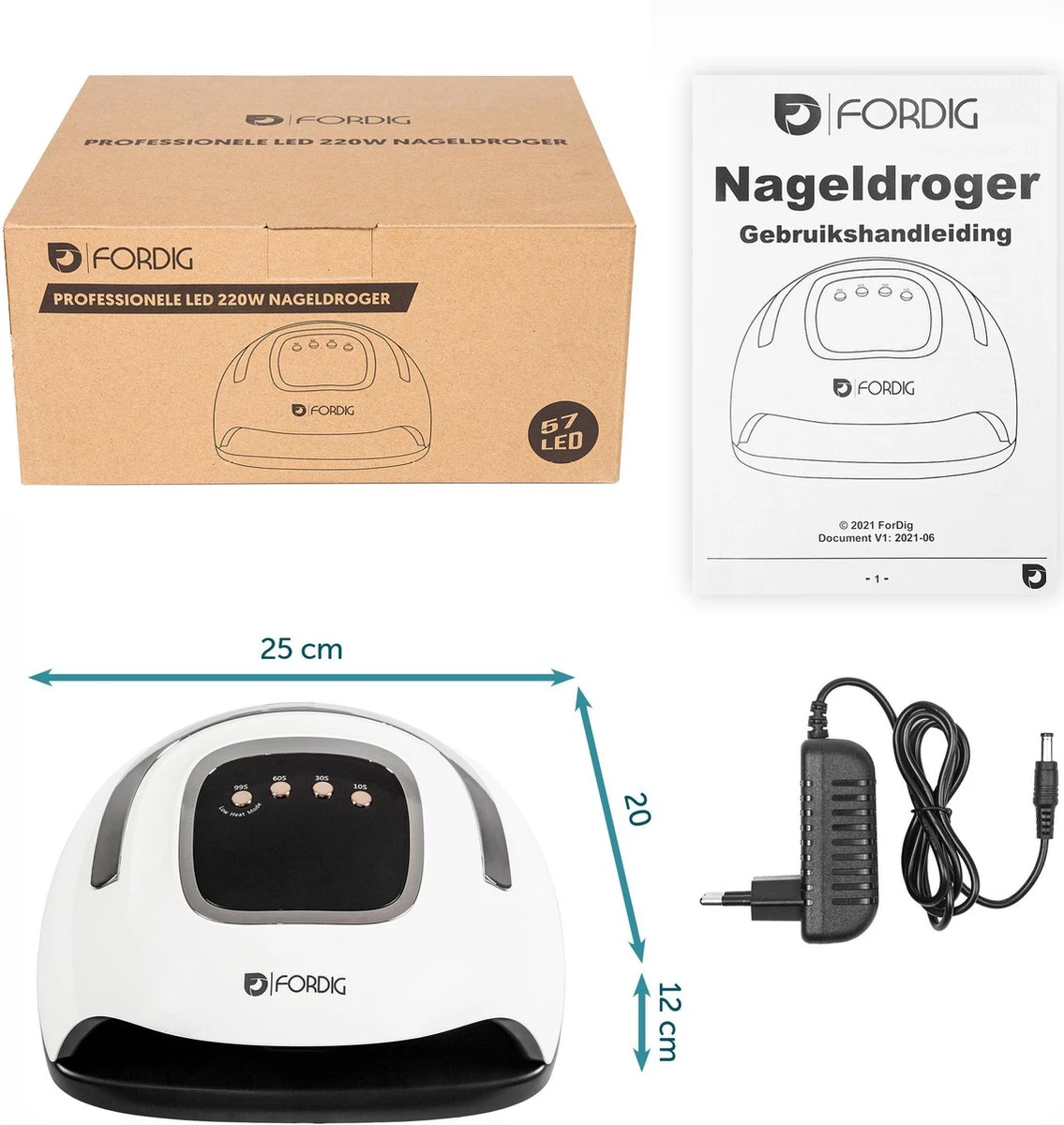 ForDig 220W Professionele Nageldroger Voor Gel Nagels - Nagellak Droger Met UV LED Lamp En Timer Voor Gelnagels - Nageldrogerlamp Met 57 LED Lampjes Voor Nagel Gellak - Geschikt Voor Manicure En Pedicure - Nagellakdroger Hard Gelpolish Builder 6 ForDig 220W Professionele Nageldroger Voor Gel Nagels - Nagellak Droger Met UV LED Lamp En Timer Voor Gelnagels - Nageldrogerlamp Met 57 LED Lampjes Voor Nagel Gellak - Geschikt Voor Manicure En Pedicure - Nagellakdroger Hard Gelpolish Builder - Afbeelding 6