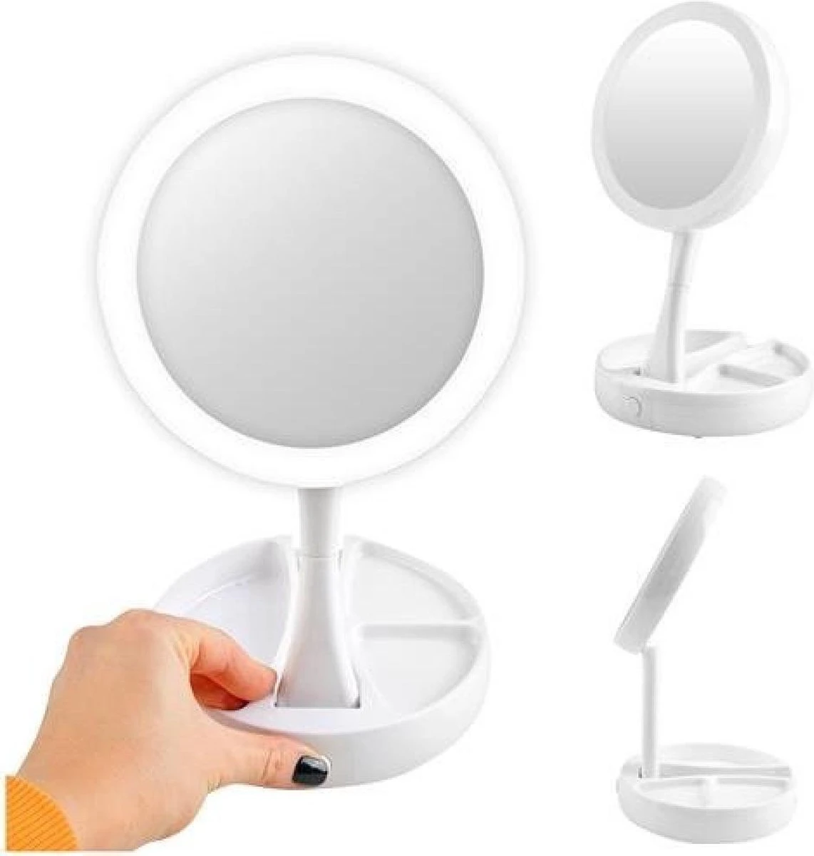 Dubbelzijdige Make Up Spiegel - Scheerspiegels Met LED Verlichting - Met USB Kabeltje - Vergroot Spiegel 2 Dubbelzijdige Make Up Spiegel - Scheerspiegels Met LED Verlichting - Met USB Kabeltje - Vergroot Spiegel - Afbeelding 2