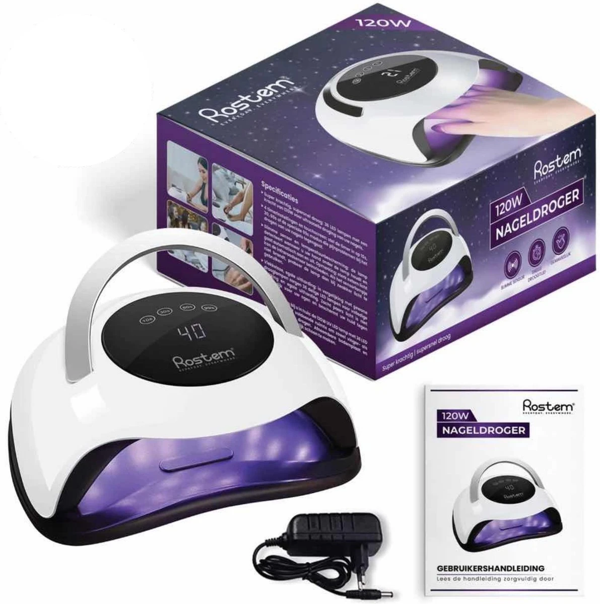 Rostem 120W LED Nageldroger Lamp - UV Lamp - Geschikt Voor Elke Nagel Gellak - 120W 6 Rostem 120W LED Nageldroger Lamp - UV Lamp - Geschikt Voor Elke Nagel Gellak - 120W - Afbeelding 6