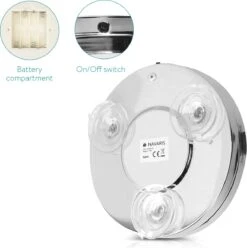Navaris LED Make-up Spiegel - Vergrotende Cosmeticaspiegel - 360° Draaibaar - 5x Vergroting - Met Zuignap - Badkamerspiegel - Reisspiegel - Zilver -Cosmeticawinkel 1196x1200 12