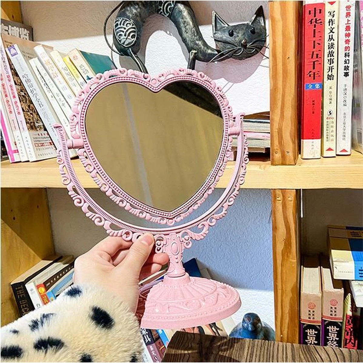 Kawaii Roze Makeup Spiegel - Hart Spiegel - Dubbelzijdig - Makeup Mirror 4 Kawaii Roze Makeup Spiegel - Hart Spiegel - Dubbelzijdig - Makeup Mirror - Afbeelding 4