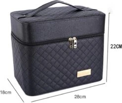 Confibel Make Up Koffer - Uitklapbaar - 5 Opbergbakken - Met Spiegel - Zwart -Cosmeticawinkel 1200x1011