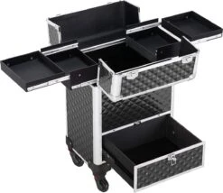 Monkey's Aluminium Kapperskoffer - Zwart - Beauty Case - Cosmeticakoffer - Make-upkoffer - Trolley - 360 Graden Wielen - 34 X 24 X 55.5 Cm -Cosmeticawinkel 1200x1039 3
