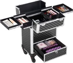 Monkey's Aluminium Kapperskoffer - Zwart - Beauty Case - Cosmeticakoffer - Make-upkoffer - Trolley - 360 Graden Wielen - 34 X 24 X 55.5 Cm -Cosmeticawinkel 1200x1040 2
