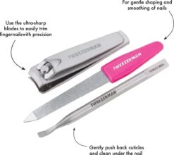 Tweezerman Mini Nagelset - RVS - Manicureset Met Nagelvijl, Nagelknipper, Bokkenpoot En Nagelriemknipper - Roze -Cosmeticawinkel 1200x1068 1