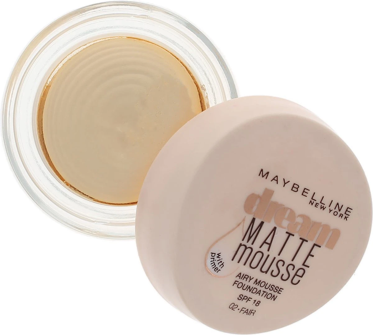 Maybelline Dream Matte Mousse Foundation + Primer - 02 Fair 2 Maybelline Dream Matte Mousse Foundation + Primer - 02 Fair - Afbeelding 2