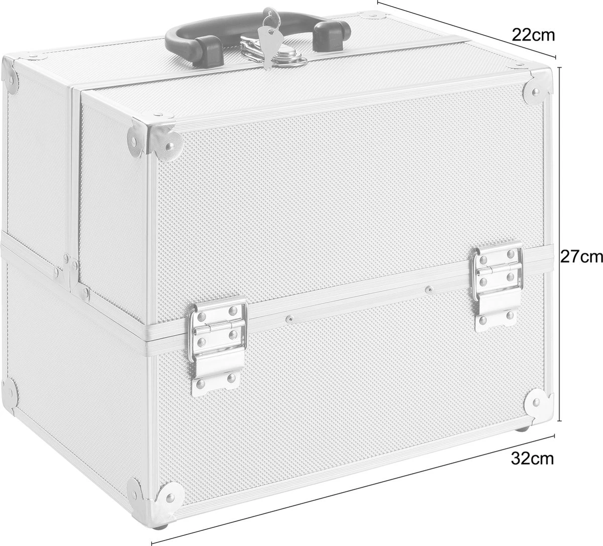 AREBOS Cosmetica Koffer - Beauty Case - Cosmetica Trolley - 15 L - Zilber 7 AREBOS Cosmetica Koffer - Beauty Case - Cosmetica Trolley - 15 L - Zilber - Afbeelding 7