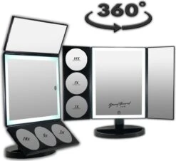 GROTE, Drieluik LED Make-up Spiegel Touch Knop En Dimmer 1, 3, 5 En 10 Maal Vergroting Inclusief Usb Kabel, Spiegels -Cosmeticawinkel 1200x1096 4