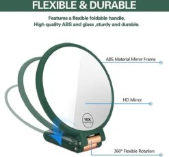 FOGARI Handspiegel Met 1 X 10 X Vergroting, Dubbelzijdige Make-upspiegel, Draagbare Kleine Spiegel, Inklapbare Verstelbare Spiegel Met Handvat, Ronde Reisspiegel, Make-upspiegel, Tafelspiegel, 360 Graden Draaibaar -Cosmeticawinkel 1200x1114 1