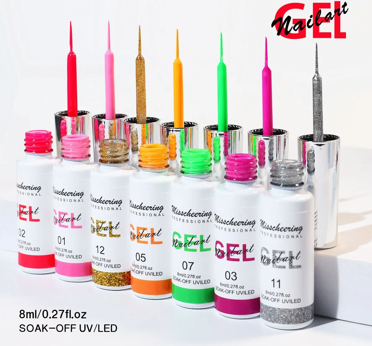 Nail Art Gel - Fine Liner Gel - 12 Stuks - UV/LED Gel - Gellak - Nagel Gellak - UV/LED Lamp - UV/LED Nageldroger - Gelnagels - Nepnagels - Acrylnagels - Tekenpenseel Nagels - Professioneel - Hoge Kwaliteit 10 Nail Art Gel - Fine Liner Gel - 12 Stuks - UV/LED Gel - Gellak - Nagel Gellak - UV/LED Lamp - UV/LED Nageldroger - Gelnagels - Nepnagels - Acrylnagels - Tekenpenseel Nagels - Professioneel - Hoge Kwaliteit - Afbeelding 10