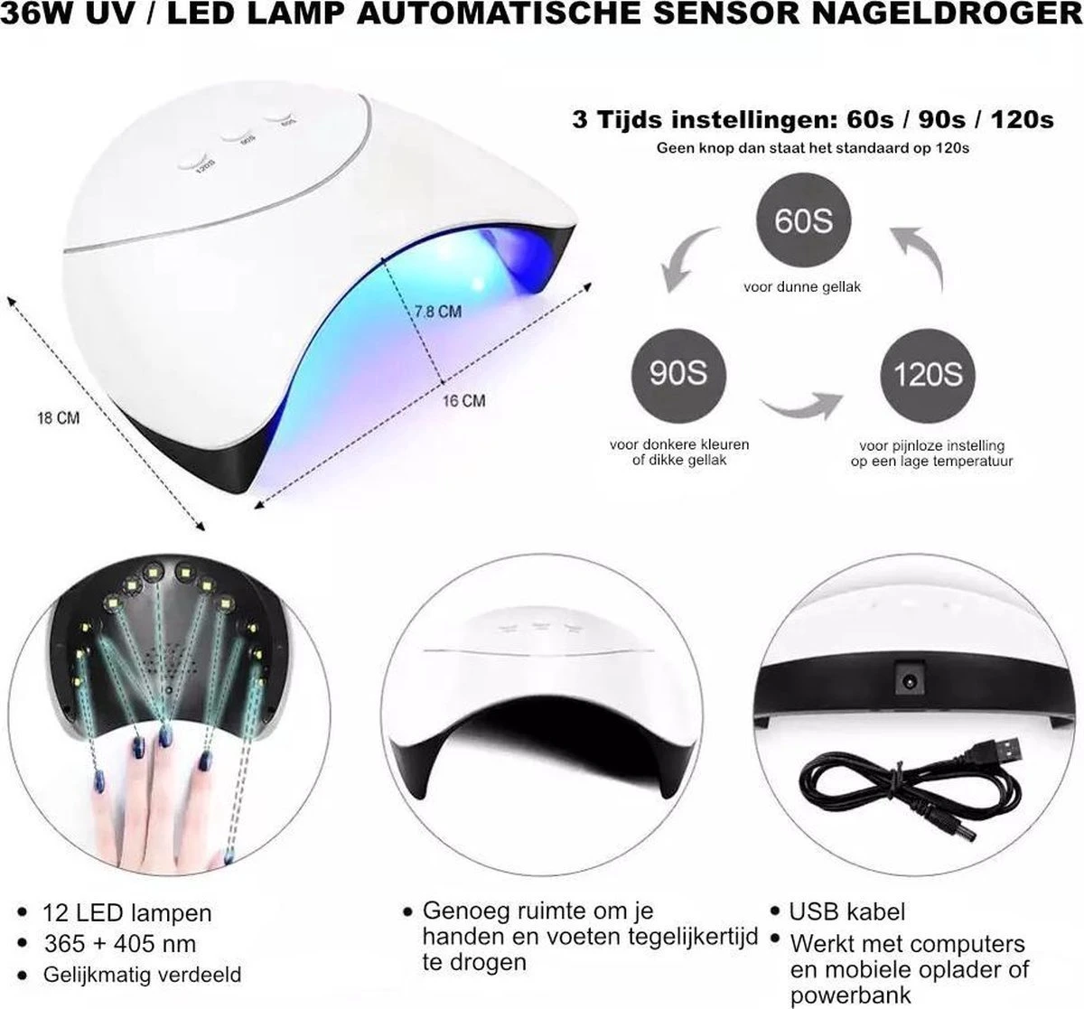 Royala D1 Gellak Starters Pakket + Inclusief UV LED Lamp + 10 Verschillende Gellak Kleuren - Gellak Lamp – Gellac Set - Alle Benodigdheden In Eén - Uitgebreid 62-Delig Pakket- Gel Polish Set - Gellak Set - UV LED Lamp 3 Royala D1 Gellak Starters Pakket + Inclusief UV LED Lamp + 10 Verschillende Gellak Kleuren - Gellak Lamp – Gellac Set - Alle Benodigdheden In Eén - Uitgebreid 62-Delig Pakket- Gel Polish Set - Gellak Set - UV LED Lamp - Afbeelding 3