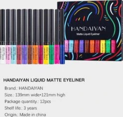 HANDAIYAN® | Liquid Eyeliner | Set Van 12 Kleuren | Gekleurde Eyeliner Set | Make Up | Waterproof | Langhoudend 8 HANDAIYAN® | Liquid Eyeliner | Set Van 12 Kleuren | Gekleurde Eyeliner Set | Make Up | Waterproof | Langhoudend -Cosmeticawinkel 1200x1137 3