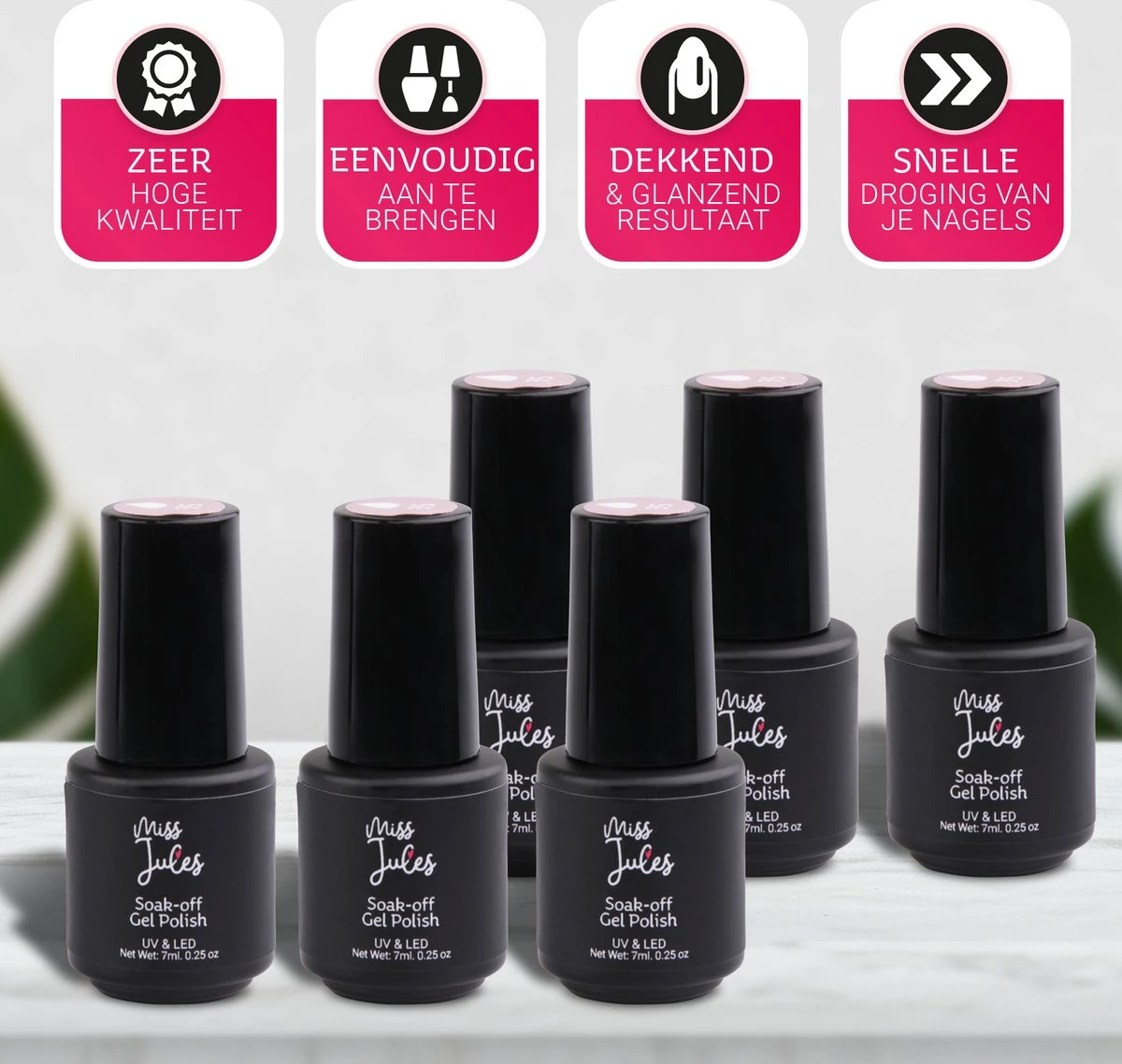 Miss Jules - 6-Delige Gellak Starterspakket - Nagellak - Kleur Paars, Roze & Glitter - Glanzend & Dekkend Resultaat 11 Miss Jules - 6-Delige Gellak Starterspakket - Nagellak - Kleur Paars, Roze & Glitter - Glanzend & Dekkend Resultaat - Afbeelding 11