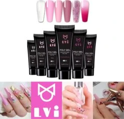 Elvi Polygel Starterskit - Complete Set Inc. USB UV/Led Mini Lamp-Nagelverlenging- Polygel 6 X 15g Perfecte Kleuren Roze - Polyacryl UV Nagellak-Quick Extension Temperature Color Changing UV Gel Pink -Cosmeticawinkel 1200x1147 2