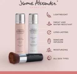 Magic Minerals AirBrush Foundation 3-delige Set By Jerome Alexander – Warm/Beige – Foundation En LiquidSilk Airbrush Primer Kit – Met Gratis Kabuki Kwast - Make-up Met Een Natuurlijke Dekking -Cosmeticawinkel 1200x1147