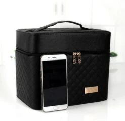 Confibel Make Up Koffer - Uitklapbaar - 5 Opbergbakken - Met Spiegel - Zwart -Cosmeticawinkel 1200x1167 20