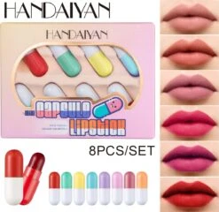 HANDAIYAN Mini Pil Lipgloss Capsule Lippenstift Lippenstift Voorbeeld 8 Kleurenset 7 HANDAIYAN Mini Pil Lipgloss Capsule Lippenstift Lippenstift Voorbeeld 8 Kleurenset -Cosmeticawinkel 1200x1168 2