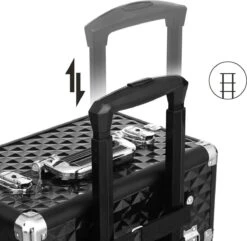 Merkloos Trolley, Make-up Koffer, Cosmetische Koffer, Voor Nageldesign, Make-up Organizer, Koffer Met Draagtas, Zwart JHZ04B -Cosmeticawinkel 1200x1170 33