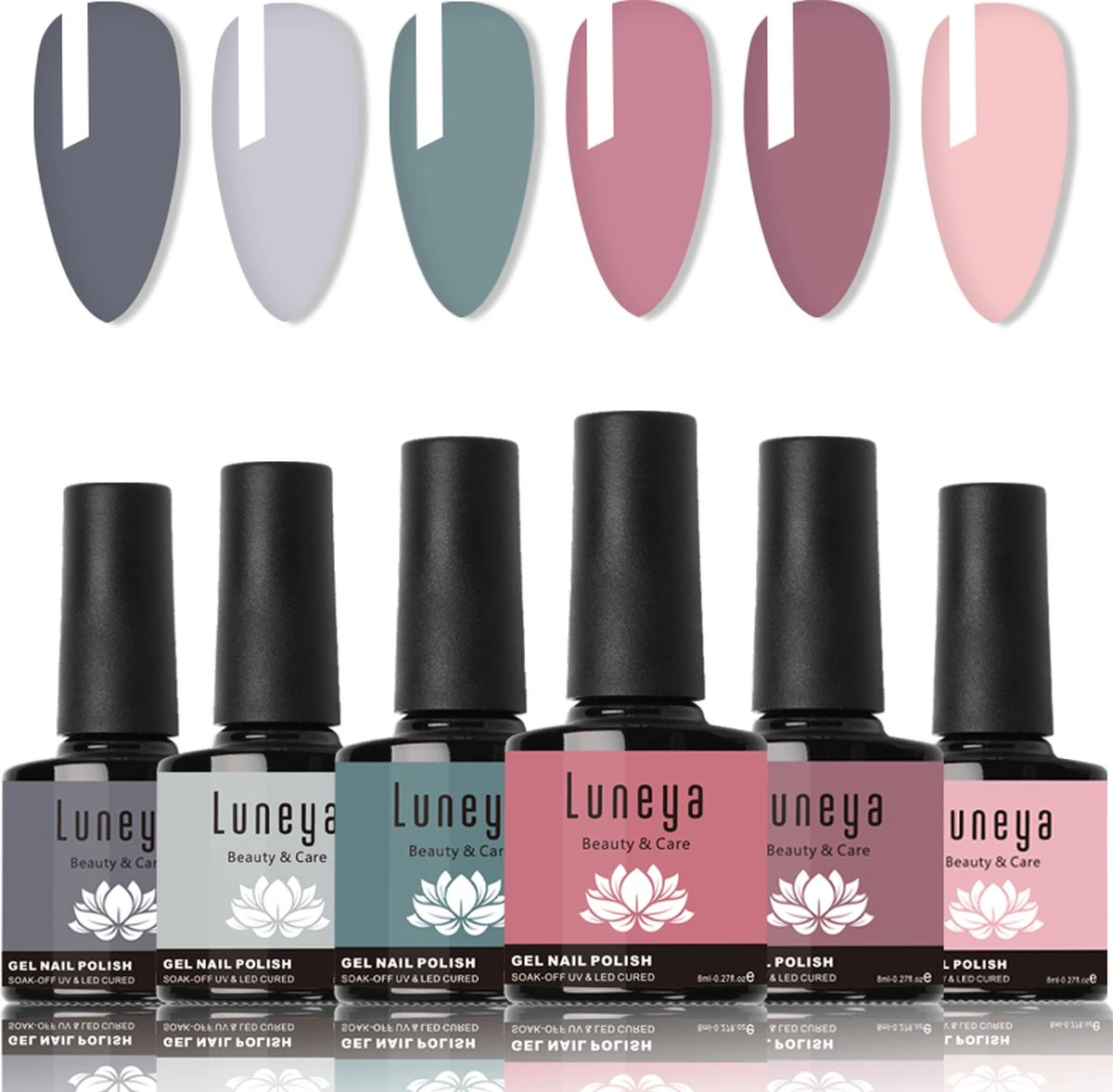 Luneya Gellak - Hidden Blossom Edition - 6-Delige Gellak Starterspakket - Gel Nagellak 1 Luneya Gellak - Hidden Blossom Edition - 6-Delige Gellak Starterspakket - Gel Nagellak
