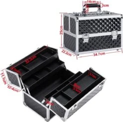 Make-upkoffer, Kapperskoffer, Cosmeticakoffer, Lege Nagelkoffer, Multikoffer, Afsluitbaar Voor Nageldesign/massageolie/fotoapparatuur, 34,7 X 22,2 X 25 Cm HMTM-YAHEE-411176 -Cosmeticawinkel 1200x1185 6