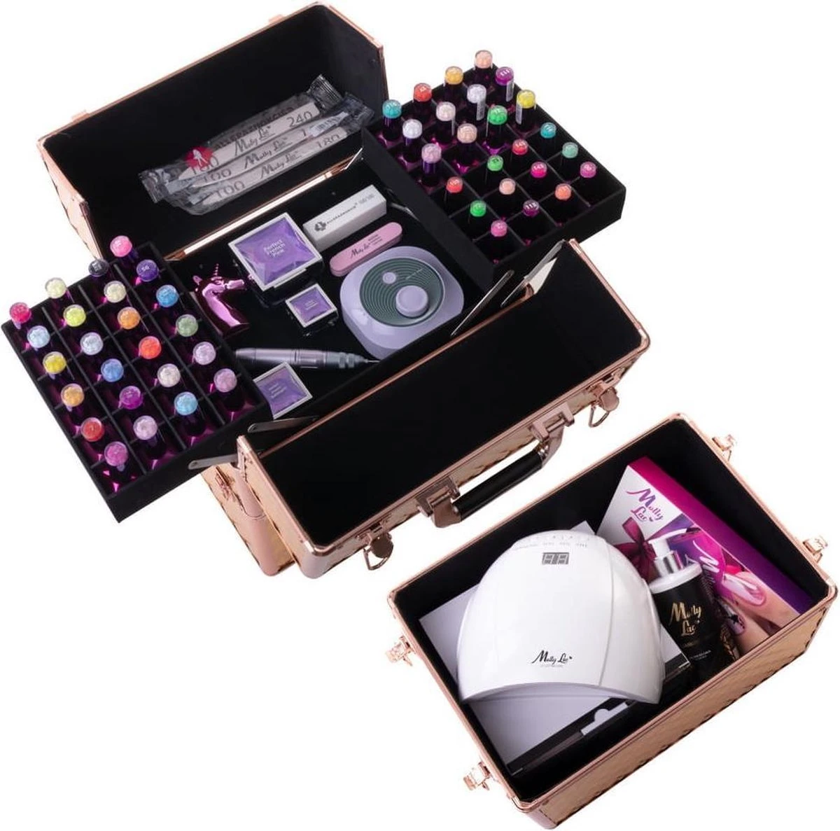 Koffer Groot 3D Gold Met Opbergvakken 2 Koffer Groot 3D Gold Met Opbergvakken - Afbeelding 2