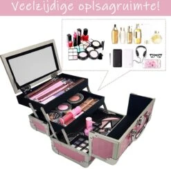 Make Up Koffer Meisjes En Dames Roze - Make Up Organizer Met Spiegel - Cosmetica Koffer - Beautycase Koffer -Cosmeticawinkel 1200x1188 3