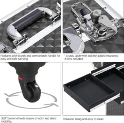 Monkey's Aluminium Kapperskoffer - Zwart - Beauty Case - Cosmeticakoffer - Make-upkoffer - Trolley - 360 Graden Wielen - 34 X 24 X 55.5 Cm -Cosmeticawinkel 1200x1190 9