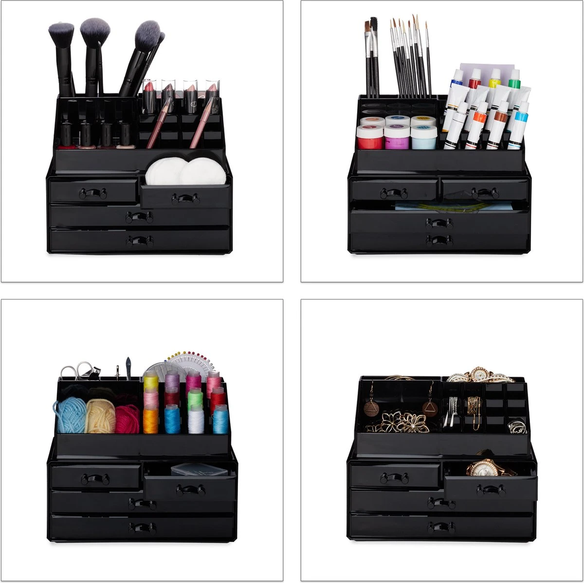 Relaxdays Make-up Organizer - Tweedelig - Cosmetica Opbergdoos - Transparant 3 Relaxdays Make-up Organizer - Tweedelig - Cosmetica Opbergdoos - Transparant - Afbeelding 3