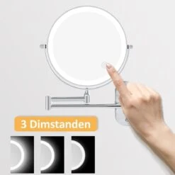 360° Draaibaar LED Scheerspiegel Met 5X Vergroting - 3 Lichtstanden - Dimstanden - Badkamerspiegel Met Natuurlijk Licht - Make-up Spiegel - Draadloos - Werkt Op Batterijen -Cosmeticawinkel 1200x1198 45