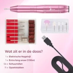 Simver Elektrische Nagelfrees - 11 Nagelvijl Bitjes En 56 Schuurrolletjes - Manicure / Pedicure - Roze - Cadeautip - Kerstcadeau -Cosmeticawinkel 1200x1200 1028