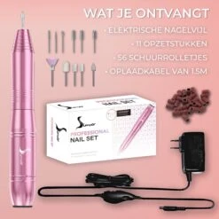 Simver Elektrische Nagelfrees - 11 Nagelvijl Bitjes En 56 Schuurrolletjes - Manicure / Pedicure - Roze - Cadeautip - Kerstcadeau -Cosmeticawinkel 1200x1200 1031