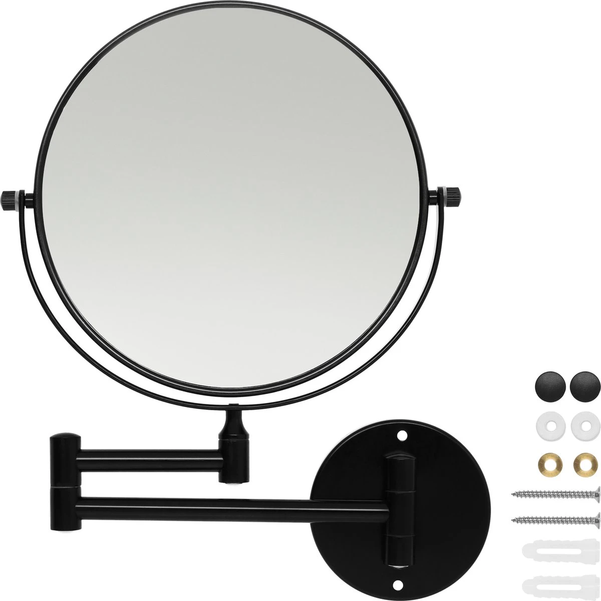 LYVION Make-up Spiegel - Scheerspiegel - Vergrootspiegel - 2 Spiegels - Voor Aan De Wand - Uitklapbaar - Verstelbaar - Cosmeticaspiegel - Dubbelzijdig - RVS - Zwart 3 LYVION Make-up Spiegel - Scheerspiegel - Vergrootspiegel - 2 Spiegels - Voor Aan De Wand - Uitklapbaar - Verstelbaar - Cosmeticaspiegel - Dubbelzijdig - RVS - Zwart - Afbeelding 3