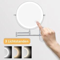 360° Draaibaar LED Scheerspiegel Met 5X Vergroting - 3 Lichtstanden - Dimstanden - Badkamerspiegel Met Natuurlijk Licht - Make-up Spiegel - Draadloos - Werkt Op Batterijen -Cosmeticawinkel 1200x1200 1208