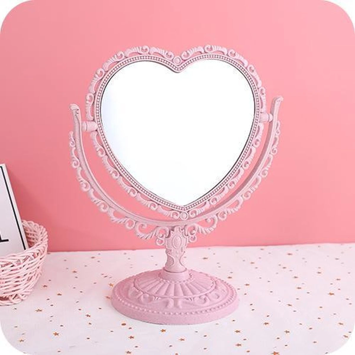 Kawaii Roze Makeup Spiegel - Hart Spiegel - Dubbelzijdig - Makeup Mirror 6 Kawaii Roze Makeup Spiegel - Hart Spiegel - Dubbelzijdig - Makeup Mirror - Afbeelding 6
