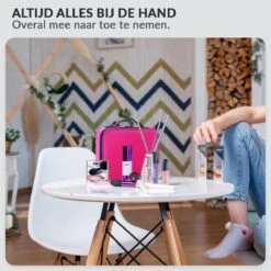 Cosmetica Koffer - Make-up Koffer Met Verstelbare Vakken - Visagie En Nagelstyliste Beauty Koffer - 26x23x9CM - Roze -Cosmeticawinkel 1200x1200 1242