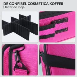 Cosmetica Koffer - Make-up Koffer Met Verstelbare Vakken - Visagie En Nagelstyliste Beauty Koffer - 26x23x9CM - Roze -Cosmeticawinkel 1200x1200 1243