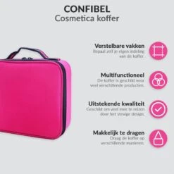 Cosmetica Koffer - Make-up Koffer Met Verstelbare Vakken - Visagie En Nagelstyliste Beauty Koffer - 26x23x9CM - Roze -Cosmeticawinkel 1200x1200 1246