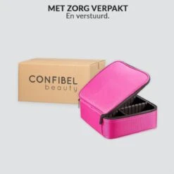 Cosmetica Koffer - Make-up Koffer Met Verstelbare Vakken - Visagie En Nagelstyliste Beauty Koffer - 26x23x9CM - Roze -Cosmeticawinkel 1200x1200 1248