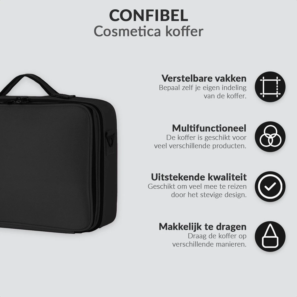 Cosmetica Koffer - Make-up Koffer Met Verstelbare Vakken - Visagie En Nagelstyliste Beauty Koffer - 37x27x13CM 3 Cosmetica Koffer - Make-up Koffer Met Verstelbare Vakken - Visagie En Nagelstyliste Beauty Koffer - 37x27x13CM - Afbeelding 3