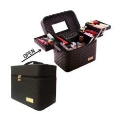 Confibel Make Up Koffer - Uitklapbaar - 5 Opbergbakken - Met Spiegel - Zwart -Cosmeticawinkel 1200x1200 1278