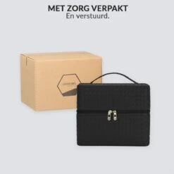 Confibel Make Up Koffer - Uitklapbaar - 5 Opbergbakken - Met Spiegel - Zwart -Cosmeticawinkel 1200x1200 1283
