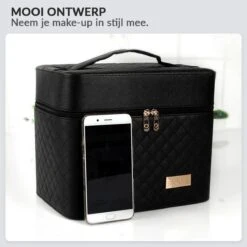 Confibel Make Up Koffer - Uitklapbaar - 5 Opbergbakken - Met Spiegel - Zwart -Cosmeticawinkel 1200x1200 1285