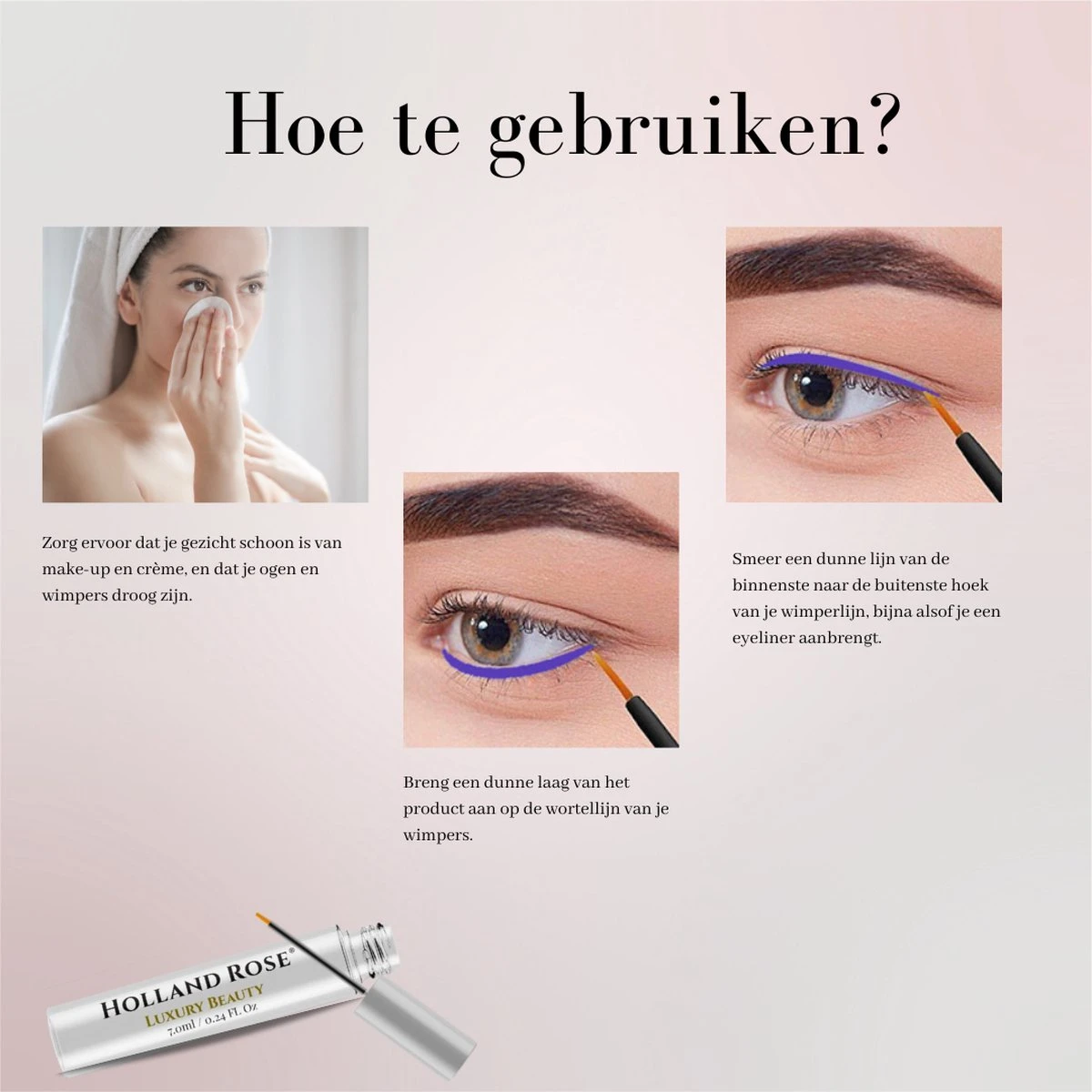 Holland Rose® Luxury Beauty - Wimperserum - Cadeau - Wimper Groeimiddel - Lange En Volle Wimpers - Dikke Wimpers - Wimperserum - Wimper Lifting - 7ml 2 Holland Rose® Luxury Beauty - Wimperserum - Cadeau - Wimper Groeimiddel - Lange En Volle Wimpers - Dikke Wimpers - Wimperserum - Wimper Lifting - 7ml - Afbeelding 2