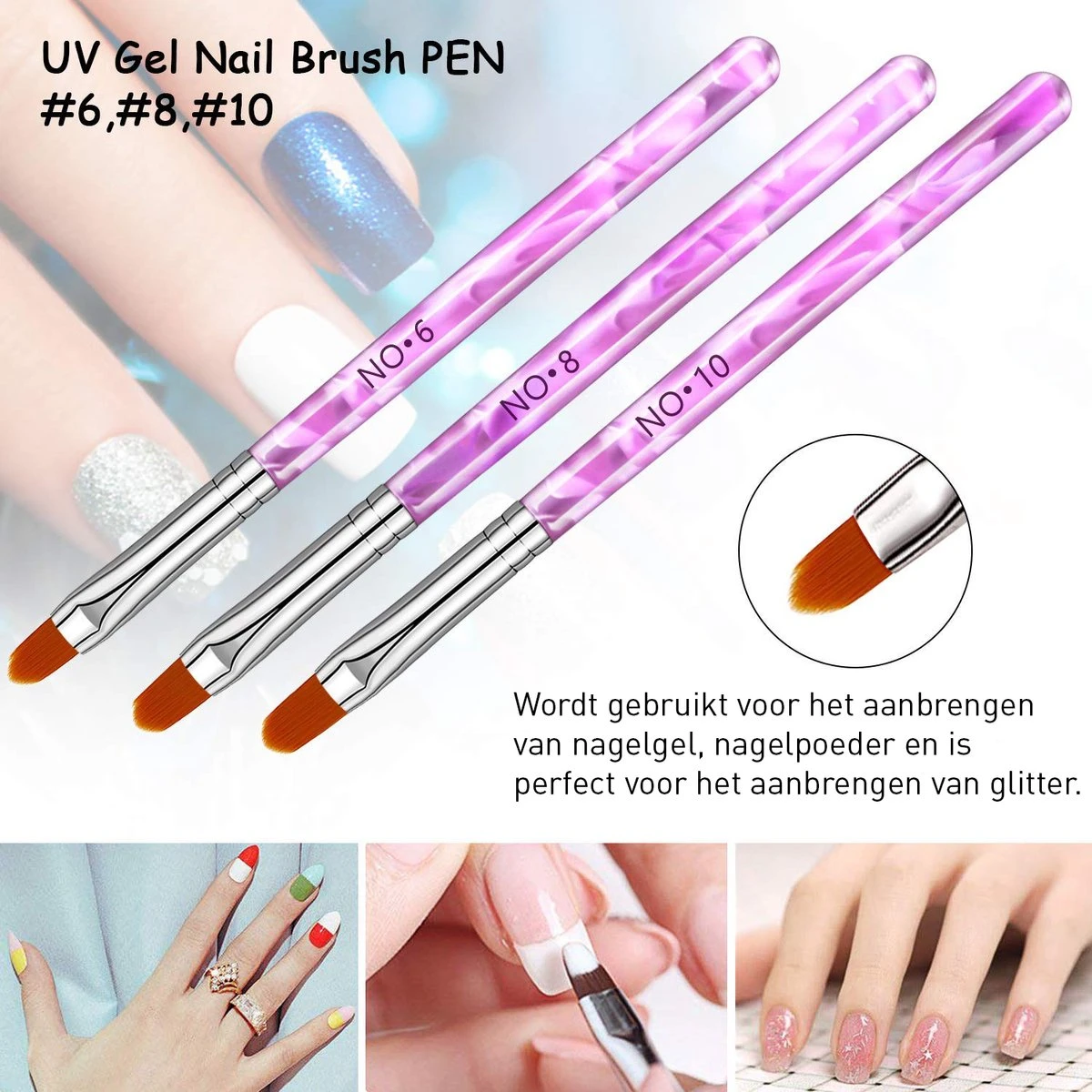 Merkloos 7 Roze Penselen Voor Gel/ Polygel En Glitter - Nagel Kwasten - Nail Brush 2 Merkloos 7 Roze Penselen Voor Gel/ Polygel En Glitter - Nagel Kwasten - Nail Brush - Afbeelding 2