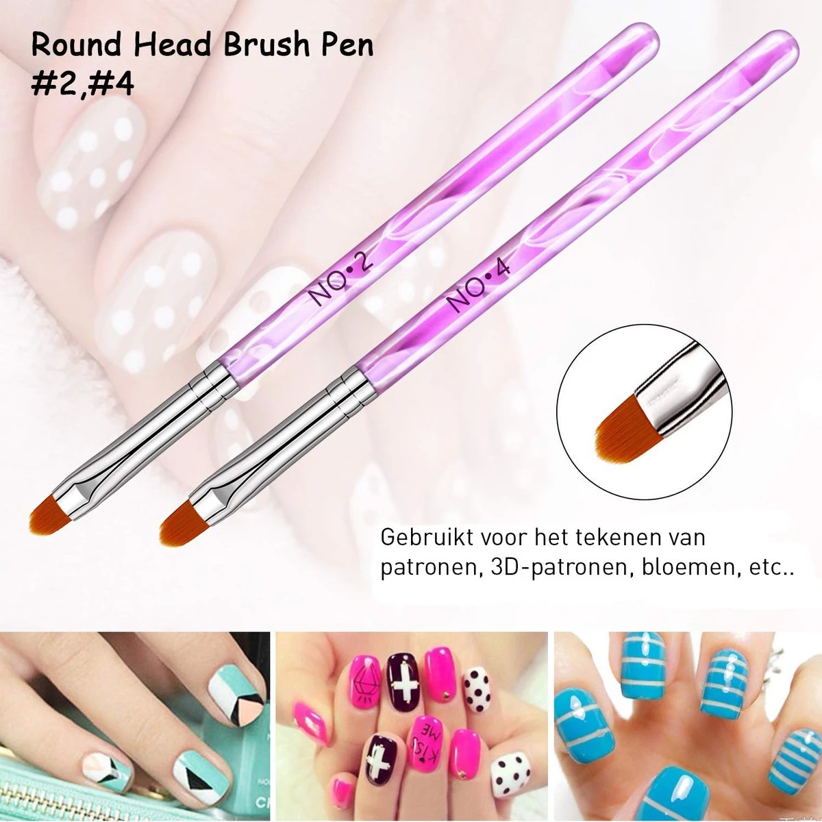Merkloos 7 Roze Penselen Voor Gel/ Polygel En Glitter - Nagel Kwasten - Nail Brush 4 Merkloos 7 Roze Penselen Voor Gel/ Polygel En Glitter - Nagel Kwasten - Nail Brush - Afbeelding 4